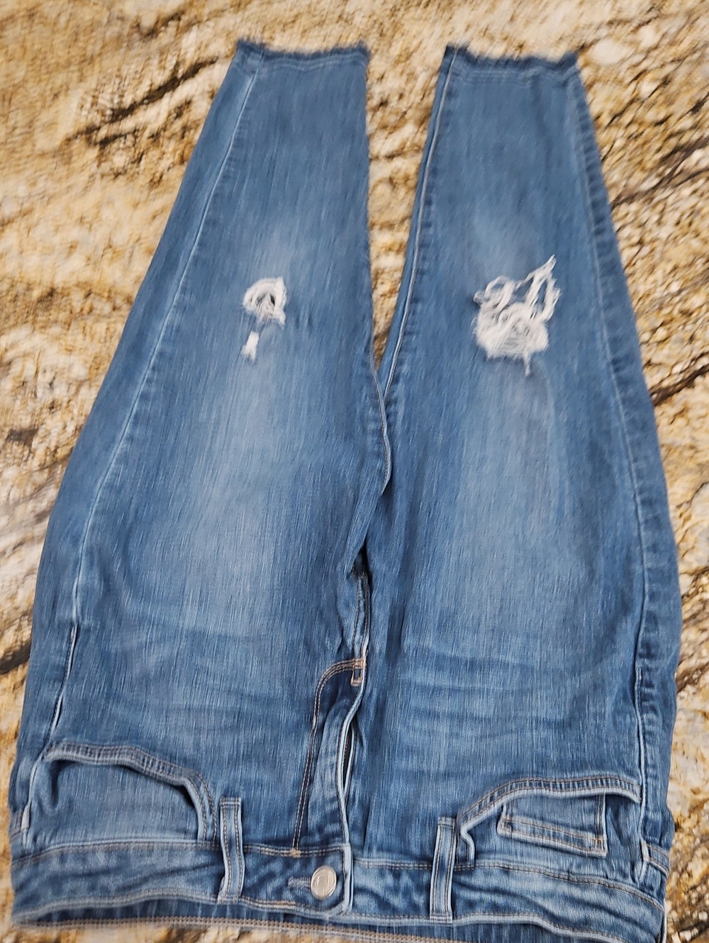 Just Black Distressed Blue Boyfriend Jeans. Size 29P Inseam 23.5" Rise 8.5"